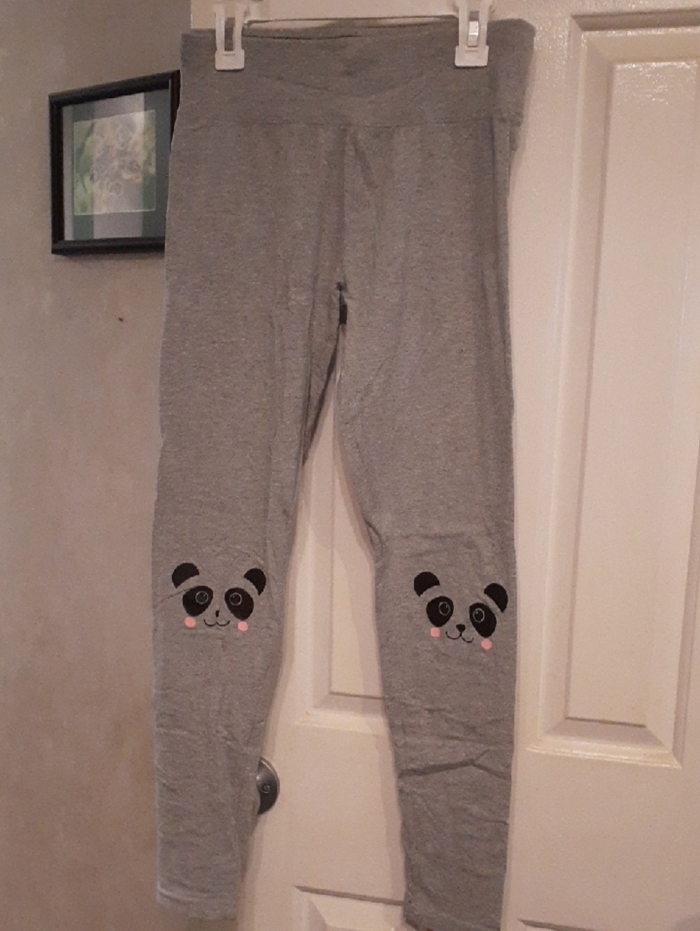 Girl's Justice Gray Leggings with Panda Knee Patches, Size 16